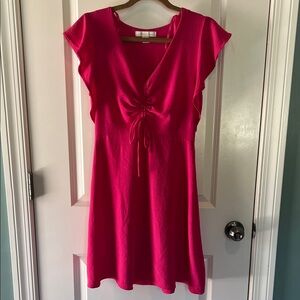 Chic Fuchsia V-Neck Mini Dress